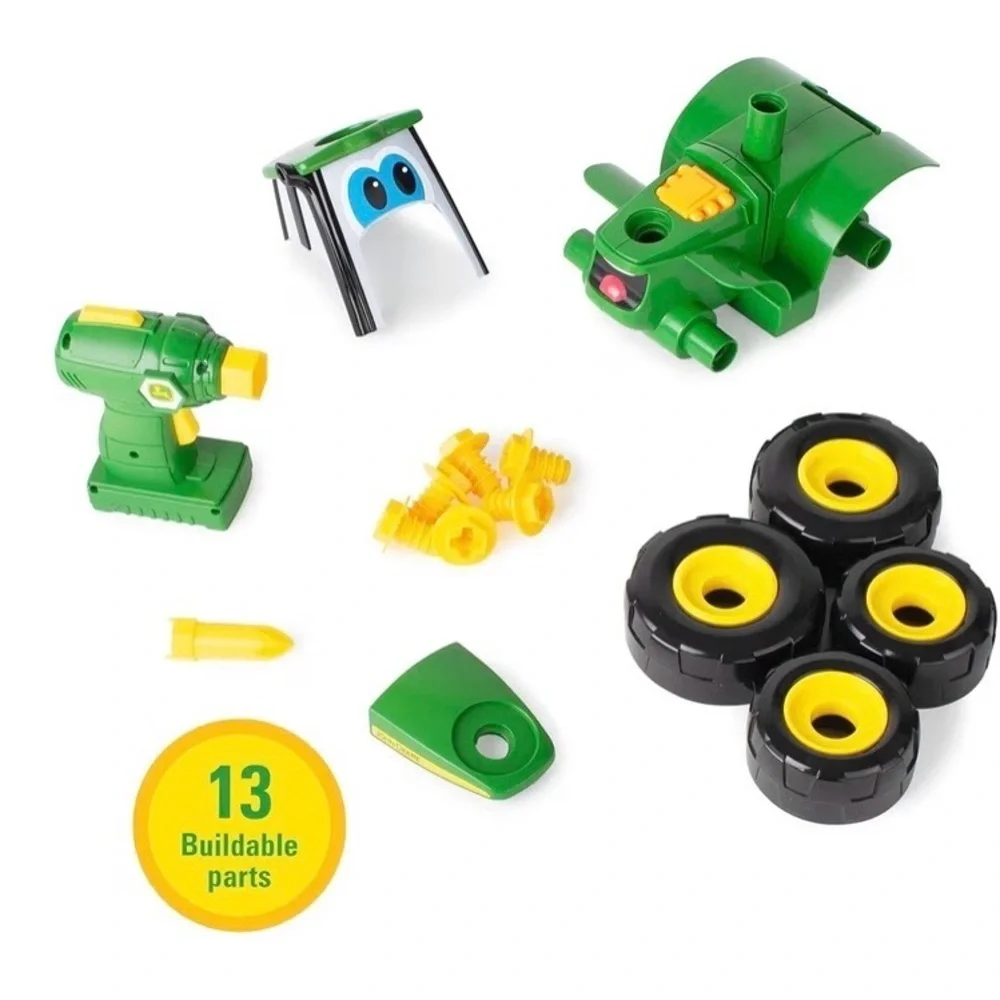 John Deere Green and Yellow Tractor Toy with drill